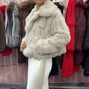 版 海装 松大衣气 冬大衣奢华宁冬韩宽名媛质皮草外套兔毛短季 女款