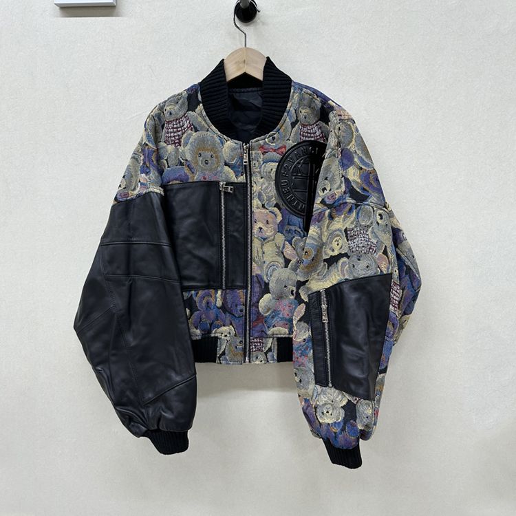 欧货棒服牛接皮宽松款外套衣熊机车女真皮球女仔拼绵羊短皮小夹克