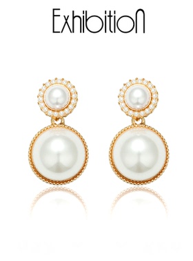 Exhibition/览物馆珍珠耳钉女独特高级感复古耳饰耳夹无耳洞耳饰