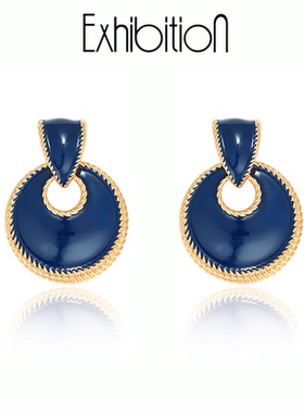 Exhibition/览物馆复古夸张珐琅耳环欧美个性耳夹耳饰女