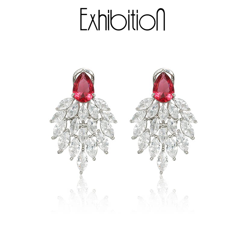 Exhibition/览物馆锆石耳钉小众设计感轻奢气质s925银针简约个性