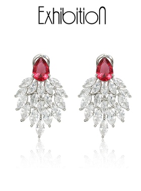 Exhibition/览物馆锆石耳钉小众设计感轻奢气质s925银针简约个性