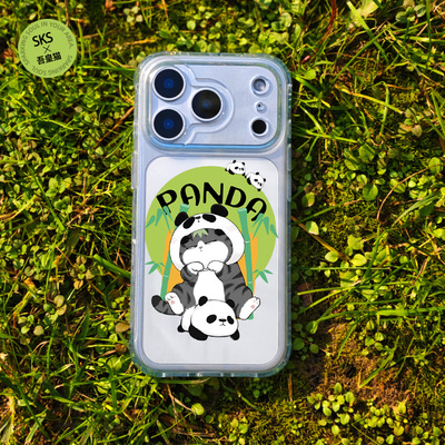 SKS吾皇猫熊猫双层IMD磁吸手机壳可爱卡通适用苹果17iPhone16promax1514 华为mate60Pro猫狗情侣