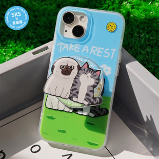 吾皇猫双层磁吸手机壳适用苹果iPhone17Promax16pro1514华为Mate7060Pro 磨砂质感