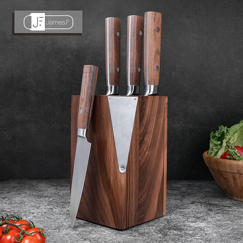 不锈钢套刀家用厨房砍骨切菜切肉水果万用锋利防滑胡桃木