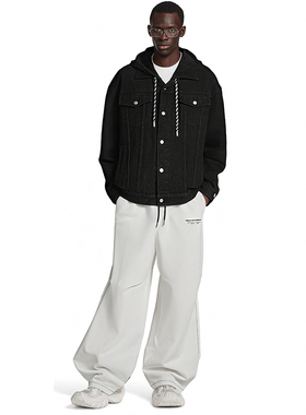 O'1WDC 「黑石壁垒」复古翻领工装黑色廓形牛仔外套