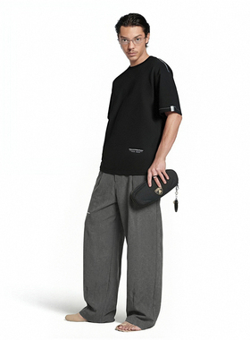 O'1WDC 「灰度漫游」波纹褶皱堆叠感复古休闲裤