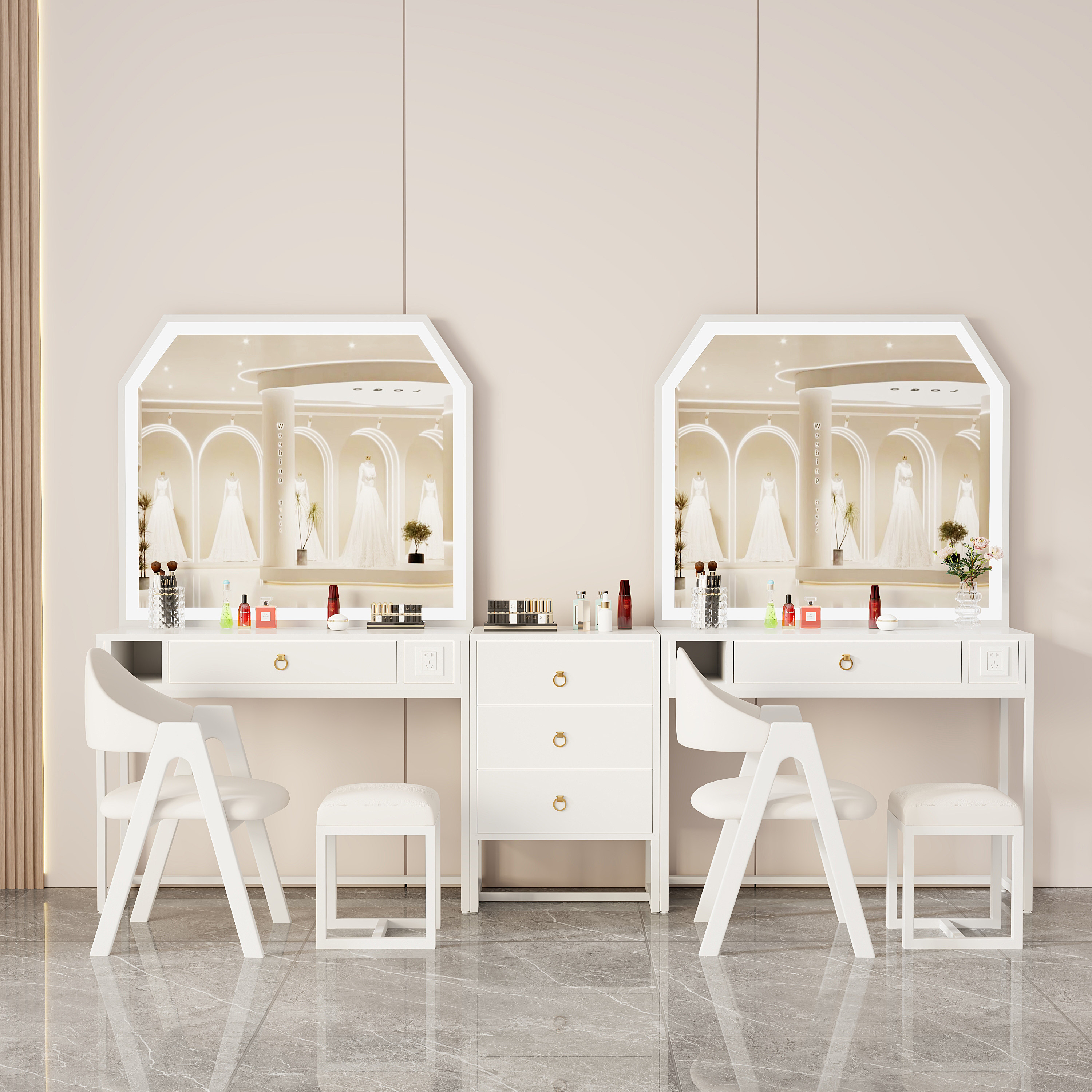 梳妆台化妆学校影楼化妆师专用桌收纳带妆镜带灯婚纱店工化妆桌子