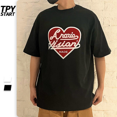 TPY300克重磅美式潮牌设计感字母印花短袖上衣男街头嘻哈风T恤男