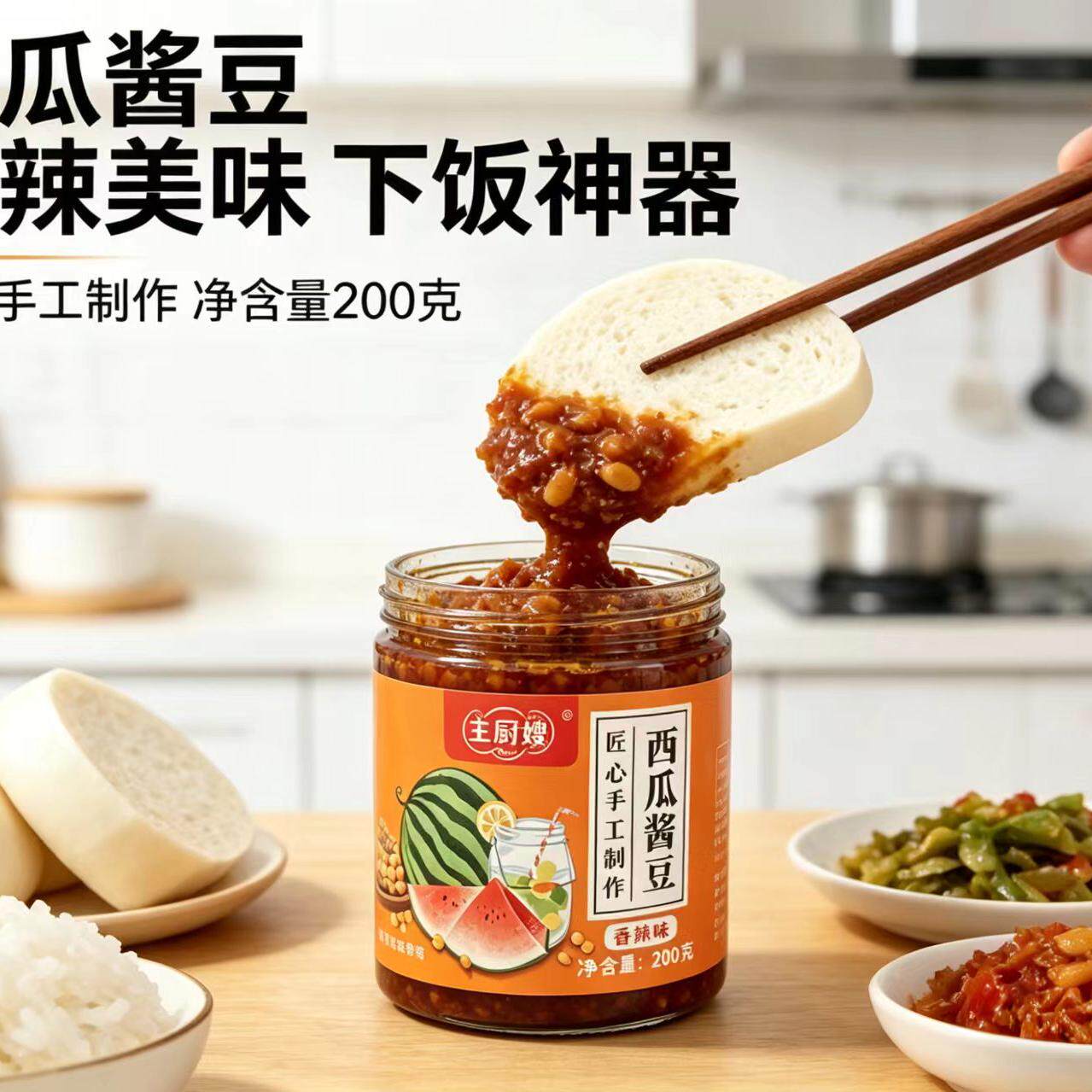 西瓜酱豆河南特产正宗西瓜酱手工豆瓣酱黄豆酱纯手工老式夹馍酱豆
