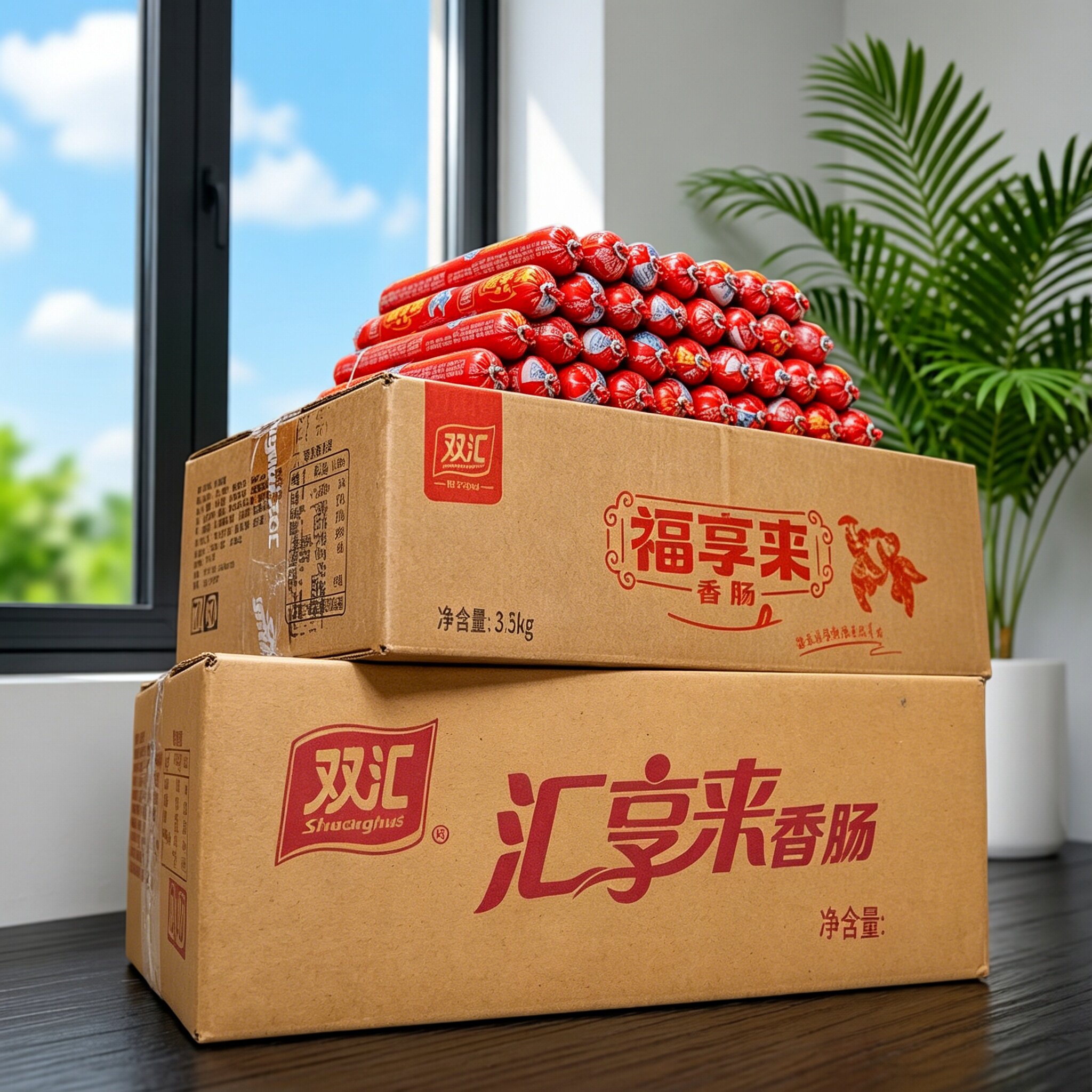 整箱50根福享来批发双汇火腿肠汇享来油炸蒸煮淀粉肉肠香肠火腿肠