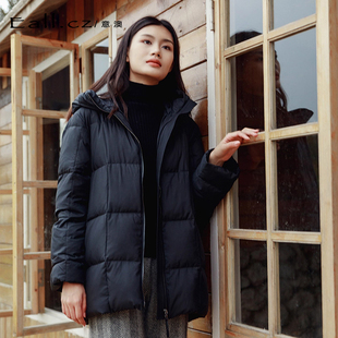 意澳羽绒服女款2026冬季新款韩版加厚连帽泡芙黑色高级感外套