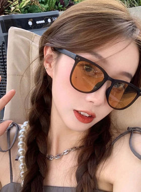 墨镜折叠显脸小黄色偏光眼镜