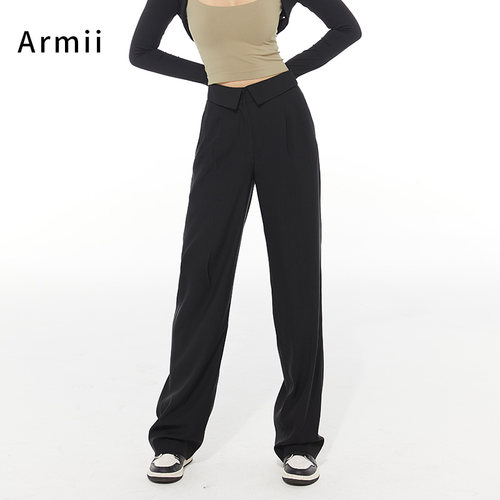 ARMII经典百搭黑色直筒休闲裤女
