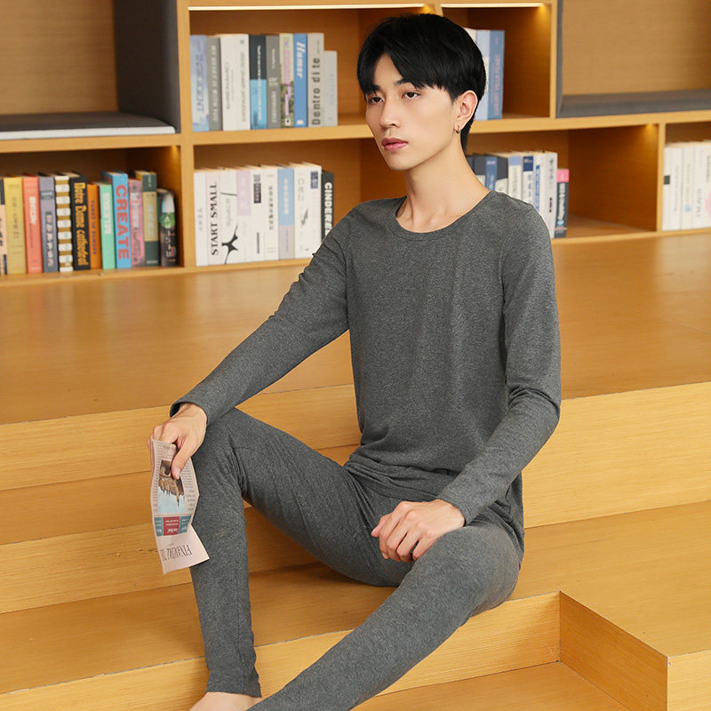 煤矿井下劳保工作服内衣男土秋衣秋裤男中老年薄款长袖棉毛衫套装