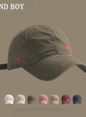 MIND BOY街头潮流小众鸭舌帽子女覆古男士穿搭字母刺绣软顶棒球帽