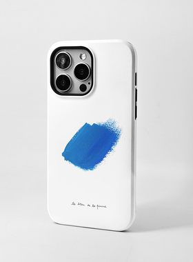 MOMO CASE艺术水彩笔画新款17pro手机壳苹果16promax全包iphone15pro14plus防摔简约插画艺术蓝色