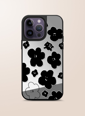 MOMO CASE可爱黑色小花卡通手机壳适用苹果16promax全包15/14plus13/12防摔小众保护壳软边防摔17pro个性创意