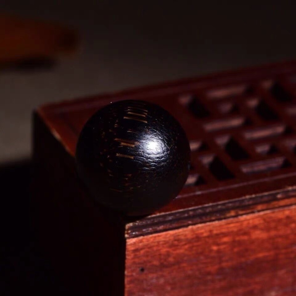 披毛犀黑色高端牛角黑金手串竹丝纹鱼籽纹清晰可见文玩多宝单珠