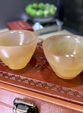 天然羊角养生散热酒杯茶杯摆件