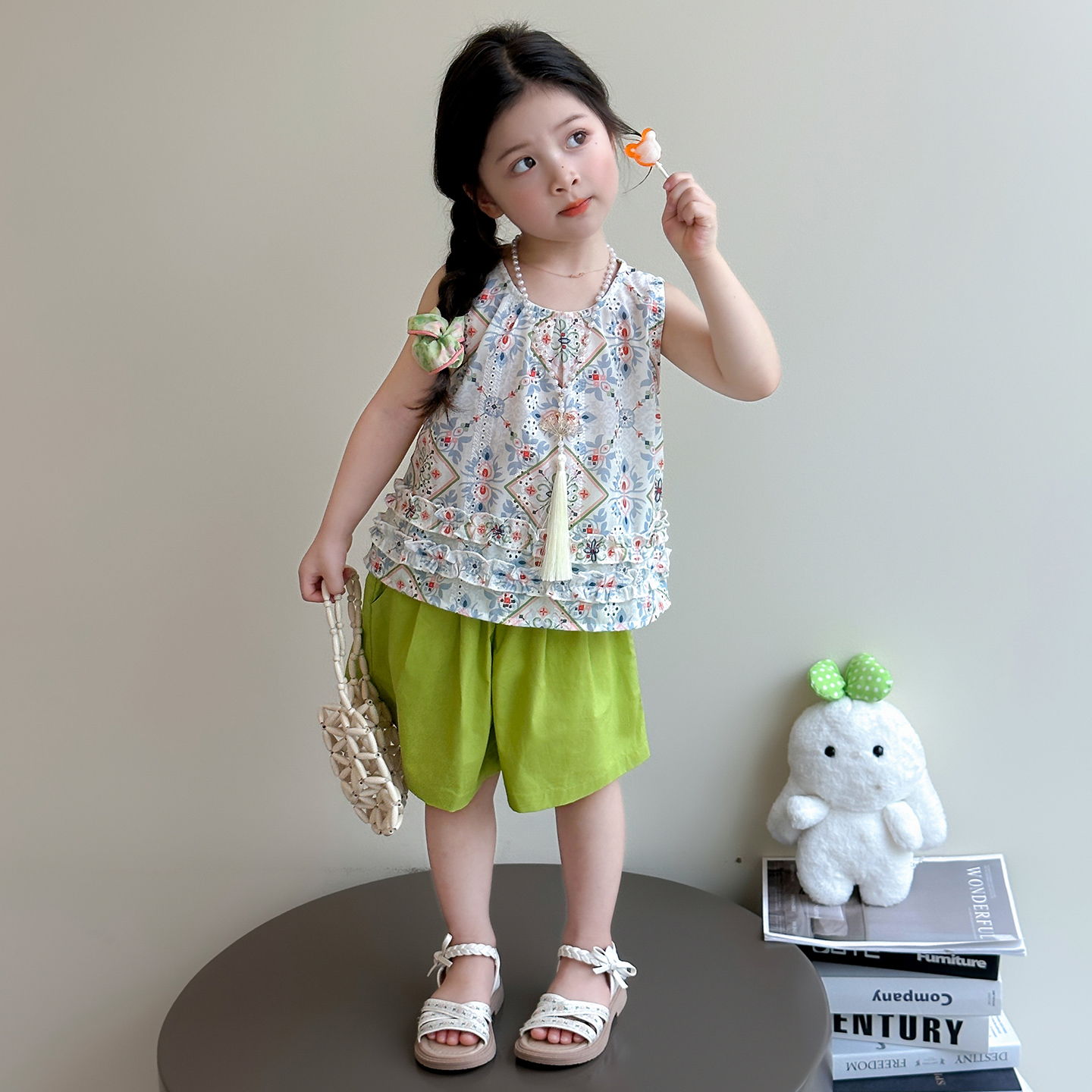 女童套装裤子两件套夏同款时髦亲肤流行可爱分体中童2025洋气百搭