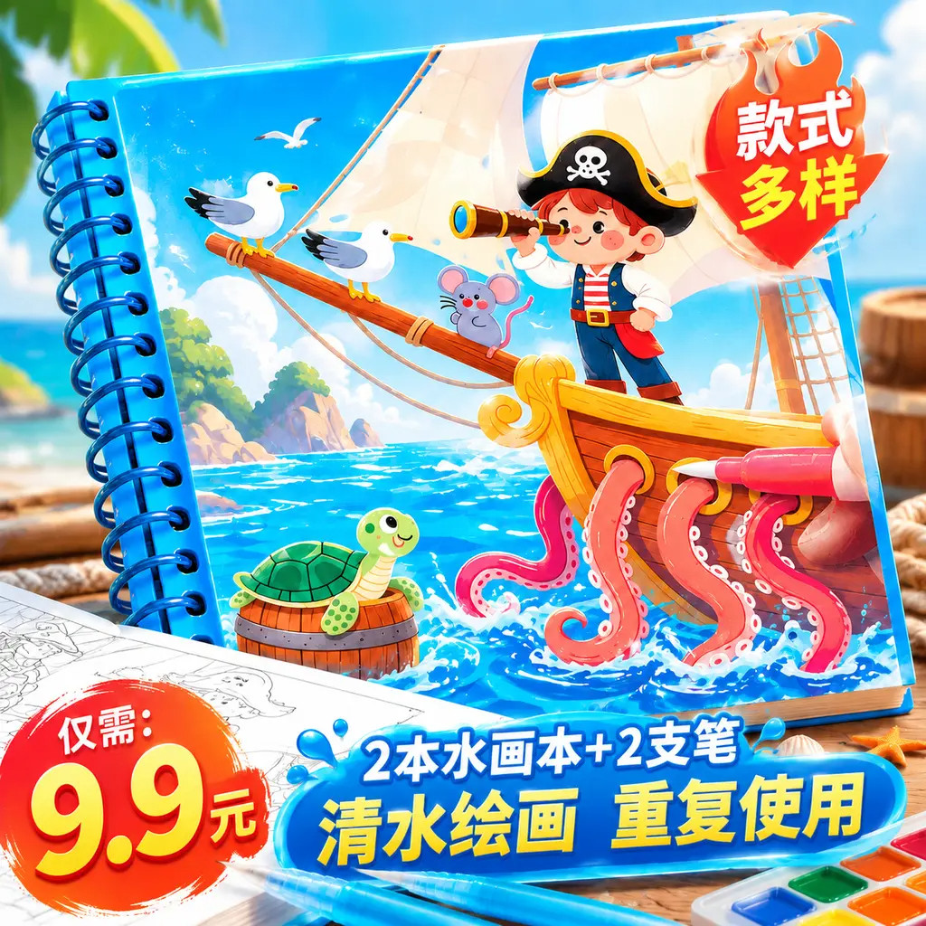 儿童魔法清水画本反复涂色益智