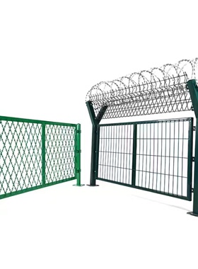 机场护栏刀片刺绳滚笼防护网防攀爬钢网墙Y型柱隔离网机场围栏网