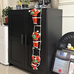 圣诞老人爬绳挂件玩偶爬梯家用客厅橱窗商铺节日装饰场景布置氛围