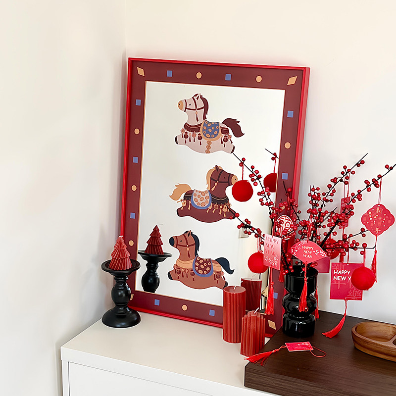 【马上有钱】新年装饰画马年墙挂画2026新年元旦装饰挂件氛围布置