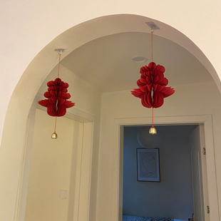 折纸春字铜铃灯笼立体挂件新年装饰蜂窝挂饰过年客厅布置高级感