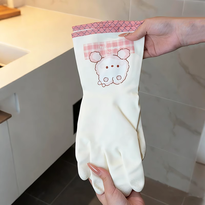 丁腈家务手套加绒秋冬女厨房家用清洁洗碗洗衣服加厚耐用防水防护