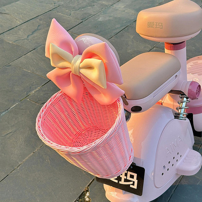 电动车蝴蝶结粉色装饰爱玛露娜车尾部后座贴摆件可爱电瓶车小配件