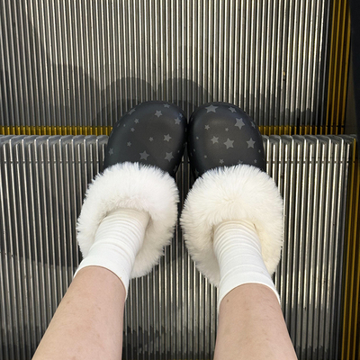 洞洞鞋厨师鞋毛绒内胆毛绒棉鞋套可拆卸保暖加厚内衬替换鞋套冬季