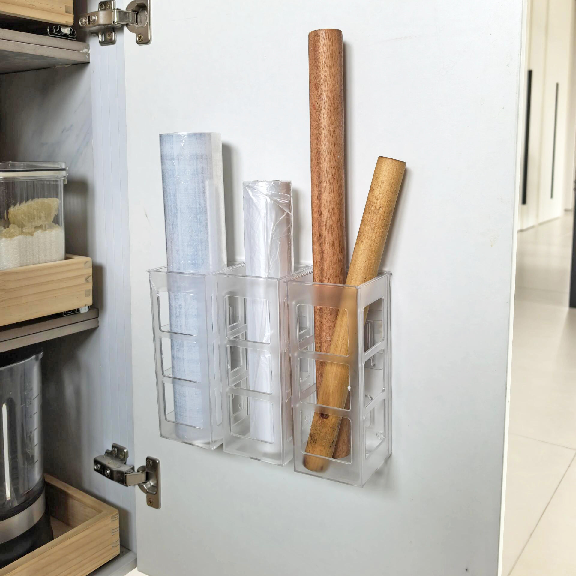 【厨房收纳神器】保鲜膜擀面杖收纳免打孔置物架柜门壁挂式置物架,厨房/烹饪用具,厨房置物架/置物柜/角架,淘宝优惠券,粉丝福利购,淘宝优惠卷