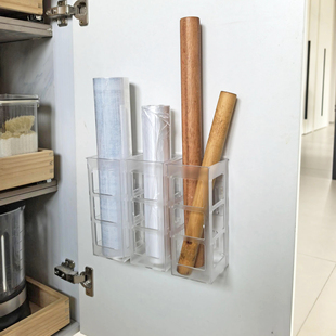 【厨房收纳神器】保鲜膜擀面杖收纳免打孔置物架柜门壁挂式置物架