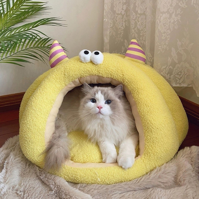 猫窝冬日加厚四季通用猫咪狗狗窝睡觉房子半封闭安全感过冬宠物窝
