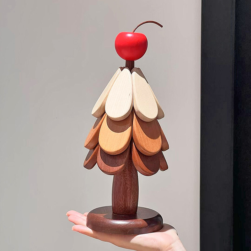 圣诞树隔热垫实木餐桌垫厨房耐高温防烫垫子可折叠锅垫餐碗垫摆件