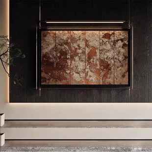 新中式吊杆画 画饭厅包厢墙面灯光画 画挂饰会所KTV包间装饰挂画