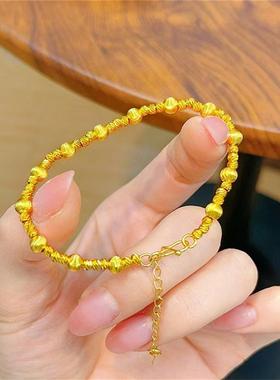 日本MUMI新款18k金星河拉丝转运珠手链女轻奢个性小众高级感