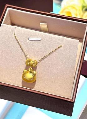 日本MUMI24k包金甜美hello猫kitty项炼女高级感可爱HelloKT蝴蝶结