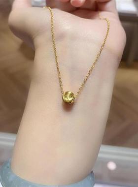 日本MUMI18K包金猫眼金珠子项炼女黄金色小金豆转运珠锁骨炼圆珠