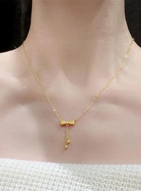 日本MUMI18K包金蝴蝶结流苏项炼女在逃公主5G极光小众百搭锁骨炼