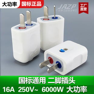 正公插头二脚纯铜两孔两脚插头两线220v多功能二脚可旋转两相插头