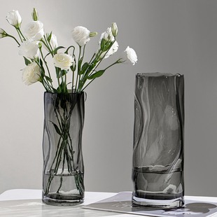 北欧创意特大号玻璃花瓶简约水养富贵竹玫瑰百合家用客厅插花摆件