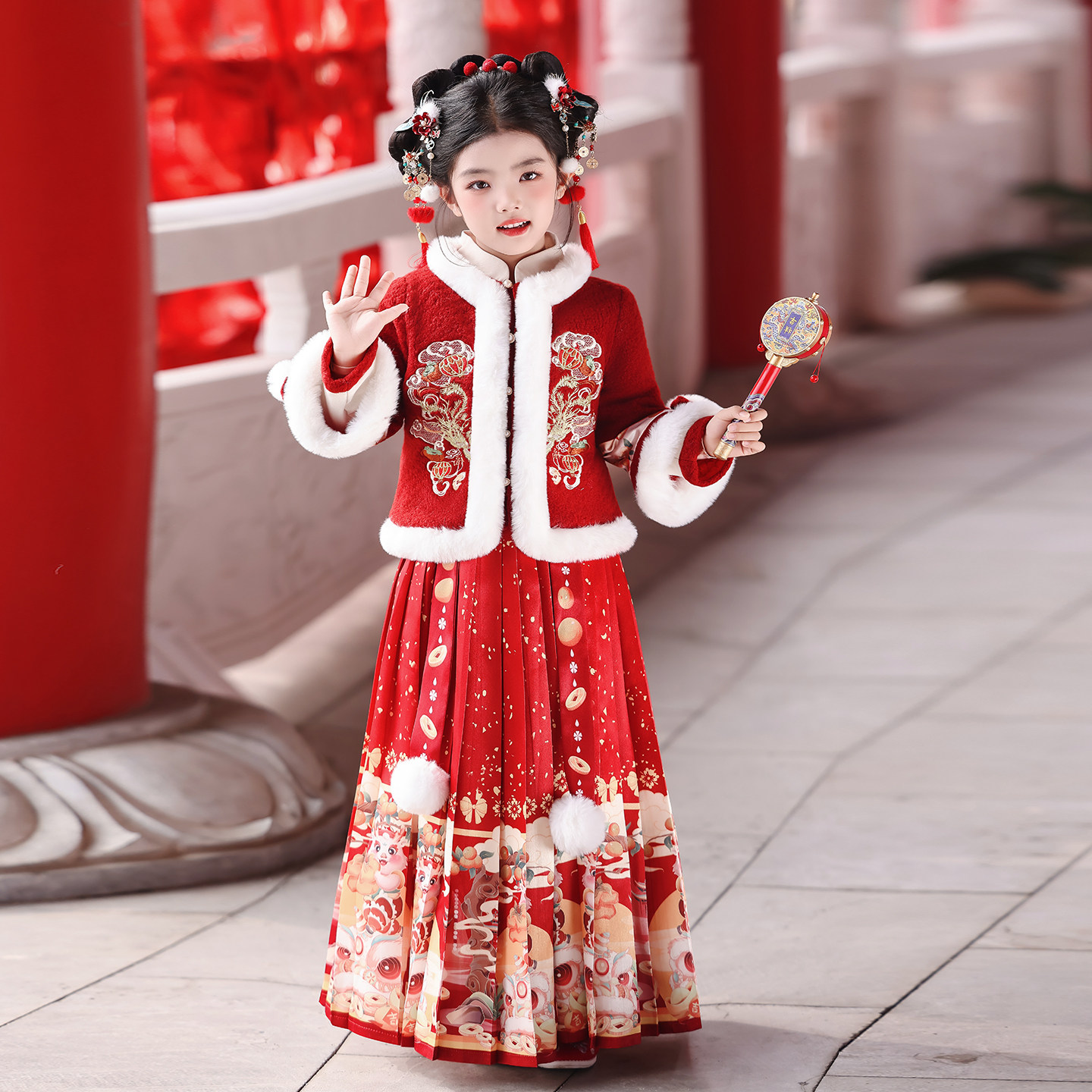 拜年服女童新年喜加厚秋冬儿童汉服过年衣服冬季绒马面裙2026新款,童装/婴儿装/亲子装,汉服,淘宝优惠券,粉丝福利购,淘宝优惠卷