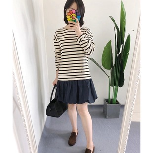 早秋条纹蓬蓬裙连衣裙 买手店sea Y标 少量在库