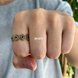 ONEPART｜“柏林花事”高级纱金钛钢开口戒男女戒指可调节