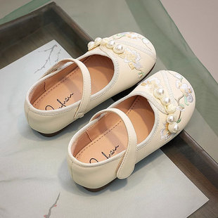 真皮女童汉服鞋2025春秋款新款儿童马面裙鞋软底皮鞋公主宝宝单鞋