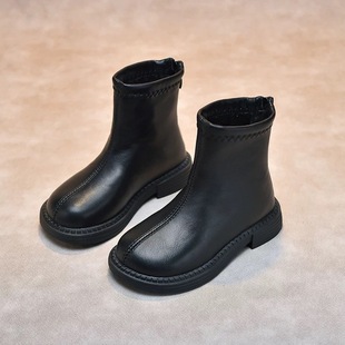 真皮女童短靴2025秋冬新款小女孩宝宝洋气马丁靴英伦风加绒皮靴子