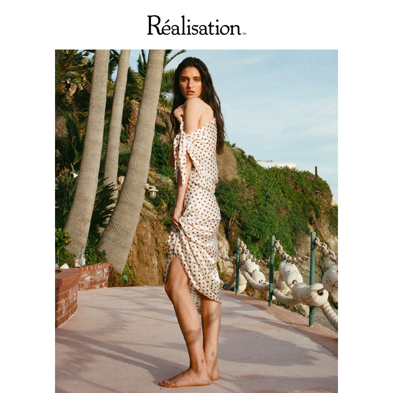 RealisationPar 连衣裙缎面斜肩真丝斜裁长裙The Tabitha